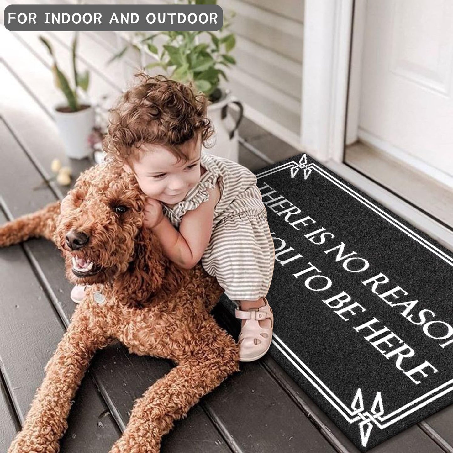 Door Mat Outdoor Indoor Welcome Black Doormats Funny There is No Reason Front Door Mats with Non-Slip Rubber for Entryway Balcony