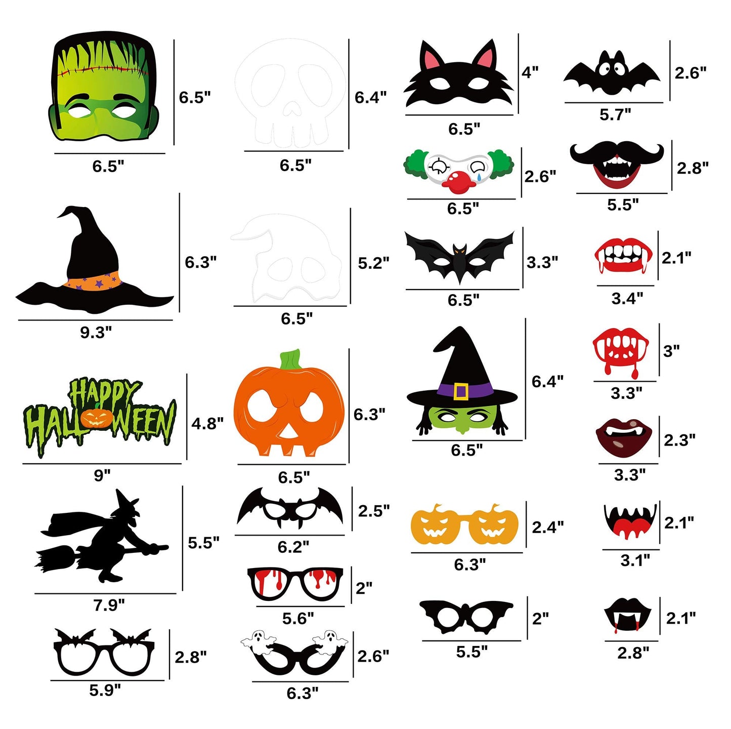62PCS Halloween Party Decorations Set - Hallowmas Photo Booth Props Banner Balloons Pom Poms Hanging Swirls Spider Pumpkin Ornaments Supplies