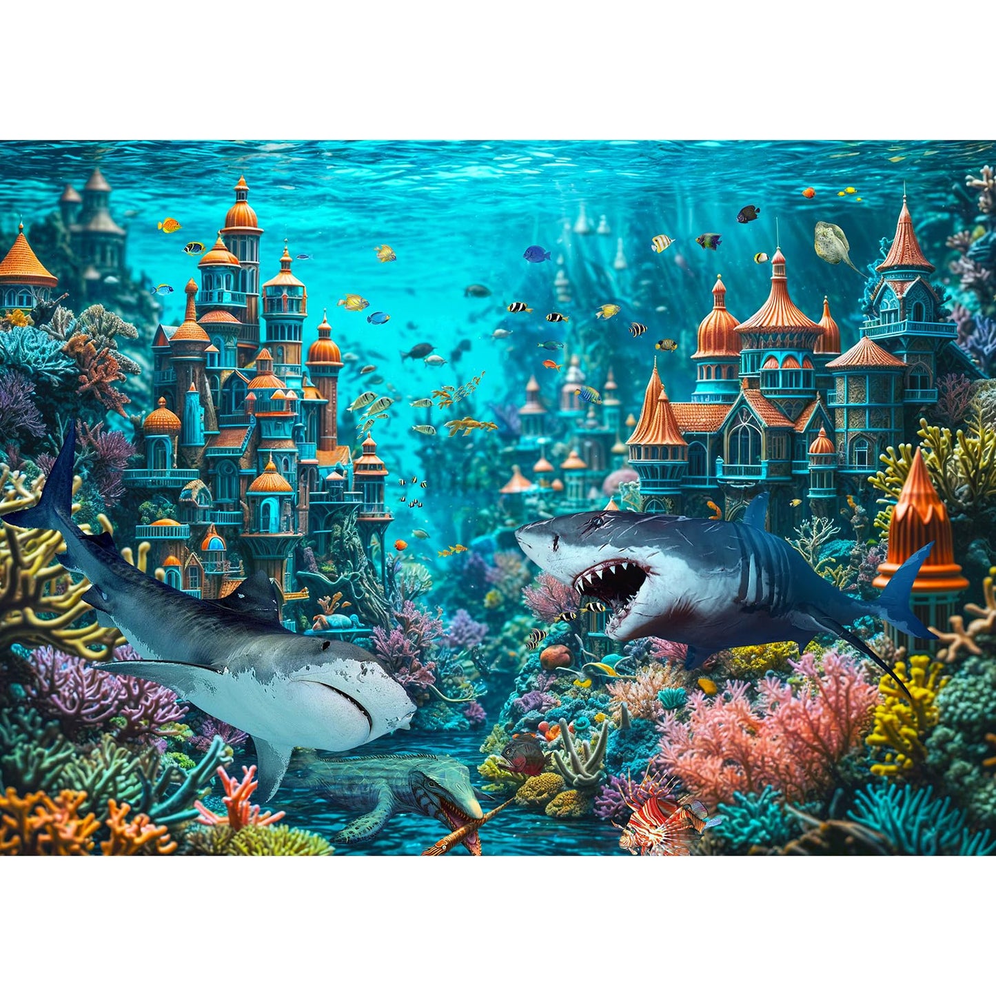 TangMosaic 1000 Piece Puzzle for Adults, Sea King Castle Jigsaw Puzzle, Impossible Puzzles Game, Interlock Perfectly No Dust, Home Decoration Puzzle, Gift for Friends Parents Couples