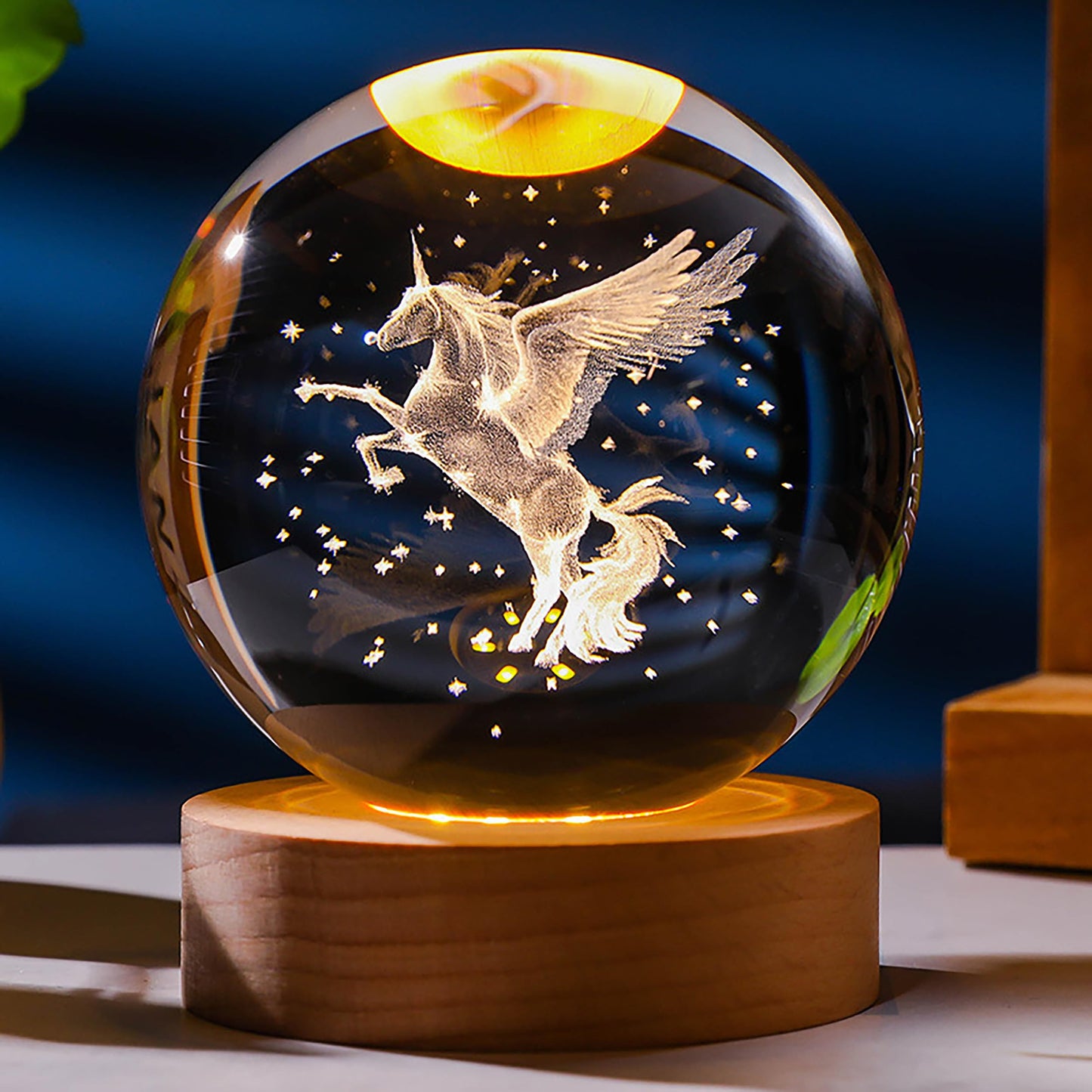 3D Unicorn Gifts for Women - Crystals Ball Unicorn Figurines Decor Glass Animals Figurine