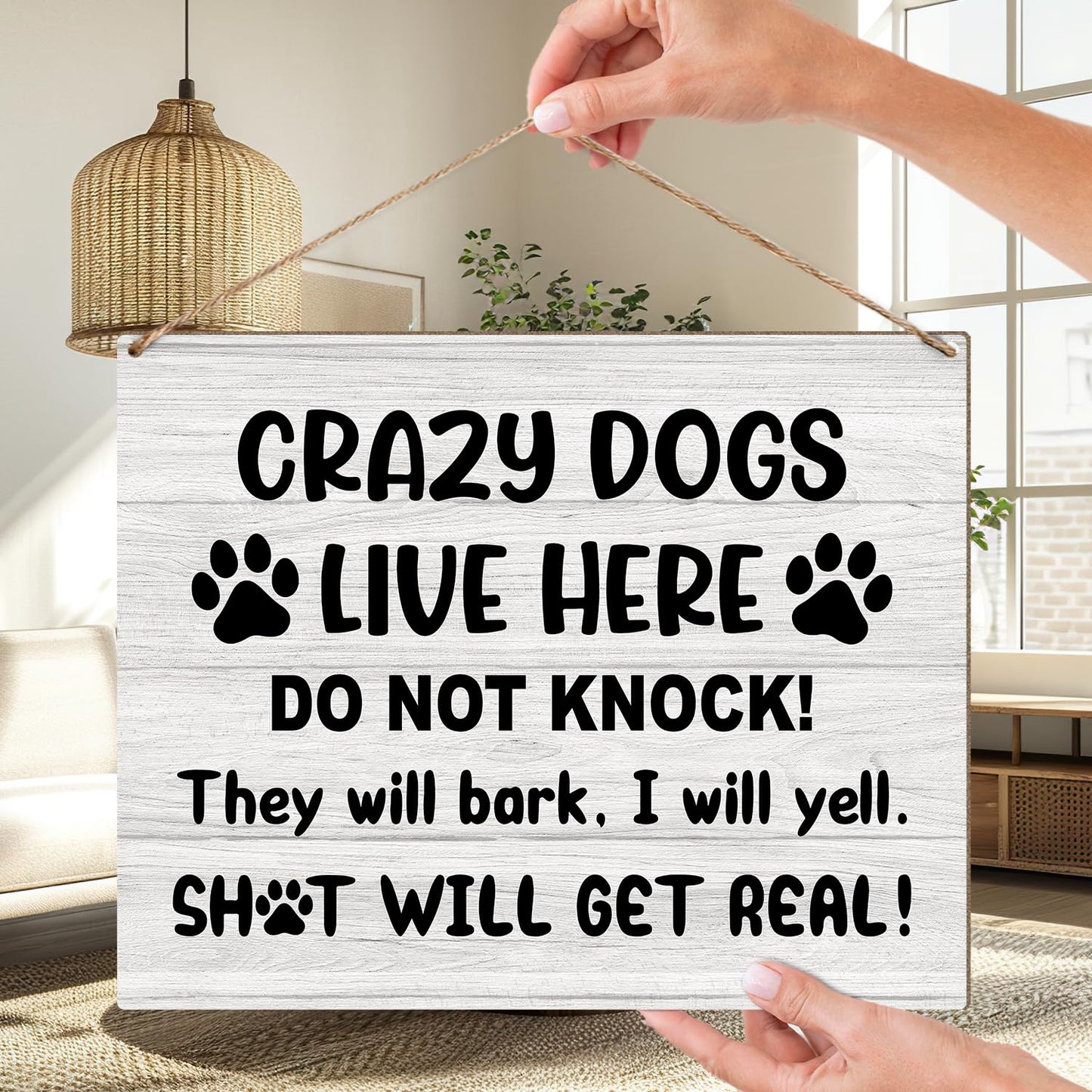 No Knocking Door Sign, Housewarming Gifts For Women Men Friend Coworker, Beware Of Dog Sign Dont Ring Doorbell Sign Do Not Disturb Sign Wooden Sign Wall Decor Wall Sign Hanging Sign -18
