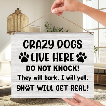 No Knocking Door Sign, Housewarming Gifts For Women Men Friend Coworker, Beware Of Dog Sign Dont Ring Doorbell Sign Do Not Disturb Sign Wooden Sign Wall Decor Wall Sign Hanging Sign -18