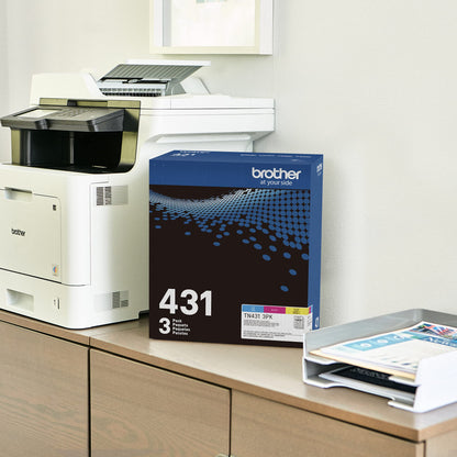 Brother TN-431 3PK, Cyan, Magenta, Yellow, Standard Yield, Model: TN4313PK