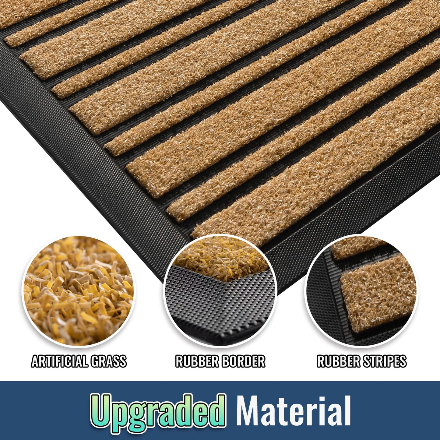 BEHERO Door Mat Outdoor Entrance, 30.5"x17" Extra Durable Front Door Mat Outside, Heavy Duty Welcome Mat for Outside Entry, Back Door Mats Non Slip, Waterproof All-Season Doormats, Yellow