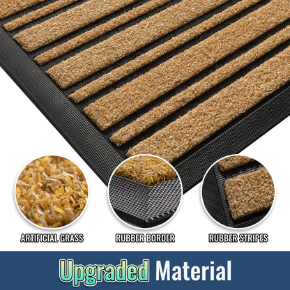 BEHERO Door Mat Outdoor Entrance, 30.5"x17" Extra Durable Front Door Mat Outside, Heavy Duty Welcome Mat for Outside Entry, Back Door Mats Non Slip, Waterproof All-Season Doormats, Yellow