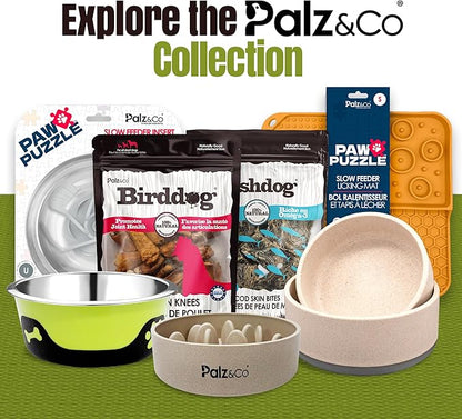 Palz&Co EcoBowl with Lid for Dogs & Cats, 80 oz Gray - Natural Bamboo Pet Bowl with Non-Slip Base, Pet Food and Water Dish, Dishwasher Safe