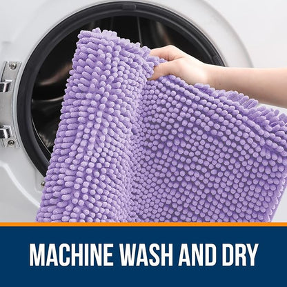 OLANLY Large Bathroom Rugs 40x24, Extra Soft Absorbent Chenille Bath Rugs, Rubber Backing Quick Dry, Machine Washable Bath Mats for Bathroom Floor, Tub and Shower, Home Decor Accessories, Lavender