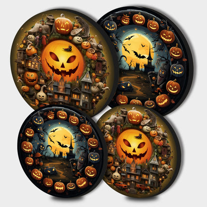 Tucocoo Stove Burner Covers, Happy Halloween Pumpkin Gas Stove Burner Covers Set of 4, 8 Inches and 10 Inches Stove Top Covers for Electric Stove Metal Stove Cover, Abstract Kitchen Cooktop Decor