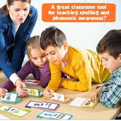 Phonics Flash Cards Word Family Build Book,Learn to Read 30 Read and Rhyme Flip Books,Sight Words Flash Cards Kindergarten Phonics Flip Books for Kids Classroom Homeschool Preschool Learning Activity