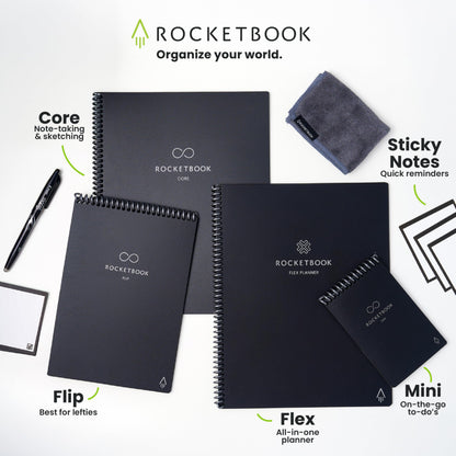 Rocketbook Core Reusable Smart Notebook, Lined Pages For School, Work and Creative Projects, Letter Size 8.5x11, Blue - Premium