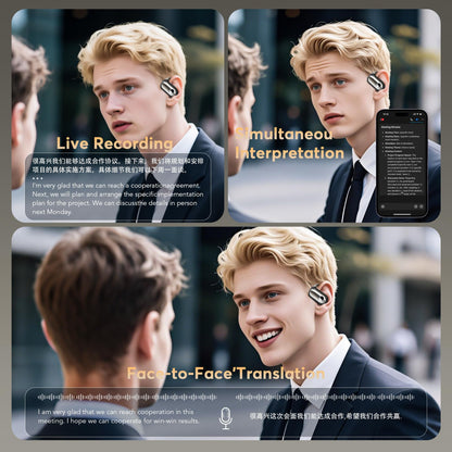 MOZC 168 Languages AI Translation Earbuds, Bluetooth 5.4 Headphones Translator, 4-in-1 Smart Mode Touch Screen Real-Time Earphones Fit iOS and Android Ideal for Travel Business Learning, Gun Black