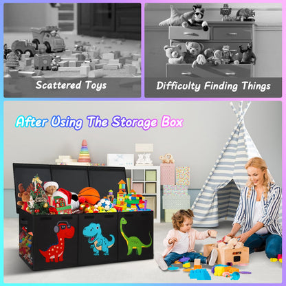 Mabahoo Extra Large Toy Box, Collapsible Toy Storage Organizer with Lids, Cute Toy Storage Chest for Kids Boys Girls, 40" x 16" x 16" Bin Box for Living Room, Playroom, Bedroom, Nursery
