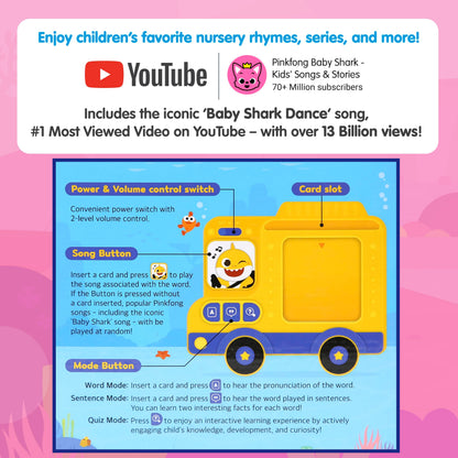 Pinkfong Baby Shark Flash Card Learning Bus – 545 Learning Contents (Words, Sounds, Sentences, Quizzes & Songs), 50 Double-Sided Cards, Interactive Educational Toy for Toddlers 1–3