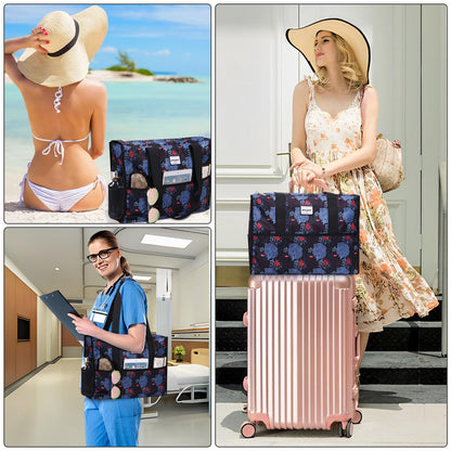 HAWEE Large Utility Bags for Women with Luggage Sleeve and 15.6” Laptop Pocket for Work Air-Friendly Travel Duffel Bag, Coral Leaf