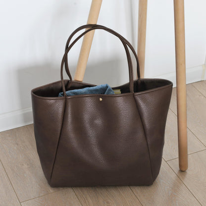 Oversize Pu Leather Tote Women Weekender Bag Shopper Handbag Travel Purse (Coffee)