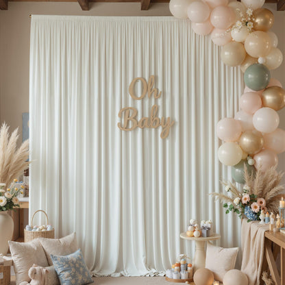 10x10ft Wrinkle Free Ivory Backdrop Curtains for Parties, 2 Panels 5x10ft Silky Polyester Photo Backdrop Drapes Back Drop Cloth Drapery for Wedding Birthday Photography Background