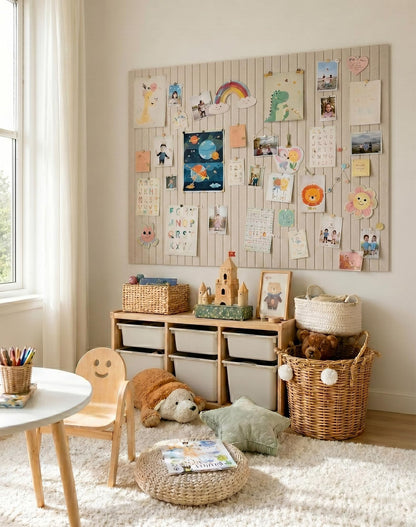 Aothia 12-Pack Felt Bulletin Board Tiles 48"x36", Modular Pin Board for Smooth Walls, Cork Board Alternative for Notes & Photos, 0.35" Thick, 70 Adhesive Tabs & 40 Pins, Oatmeal