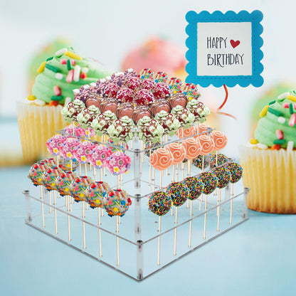 Bettoor Cake Pop Stand, 72 Holes Large Acrylic Cake Pop Holder, 3 Tiers Clear Lollipop Holder for Display Candy Dessert, Lollipop Stand for Birthday Parties Weddings Halloween