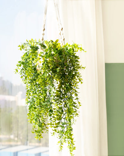 Mkono Fake Hanging Plant with Pot, Artificial Plants for Home Spring Decor Indoor Macrame Plant Hanger with Fake Vines Faux Hanging Planter Greenery for Bedroom Bathroom Office Decoration