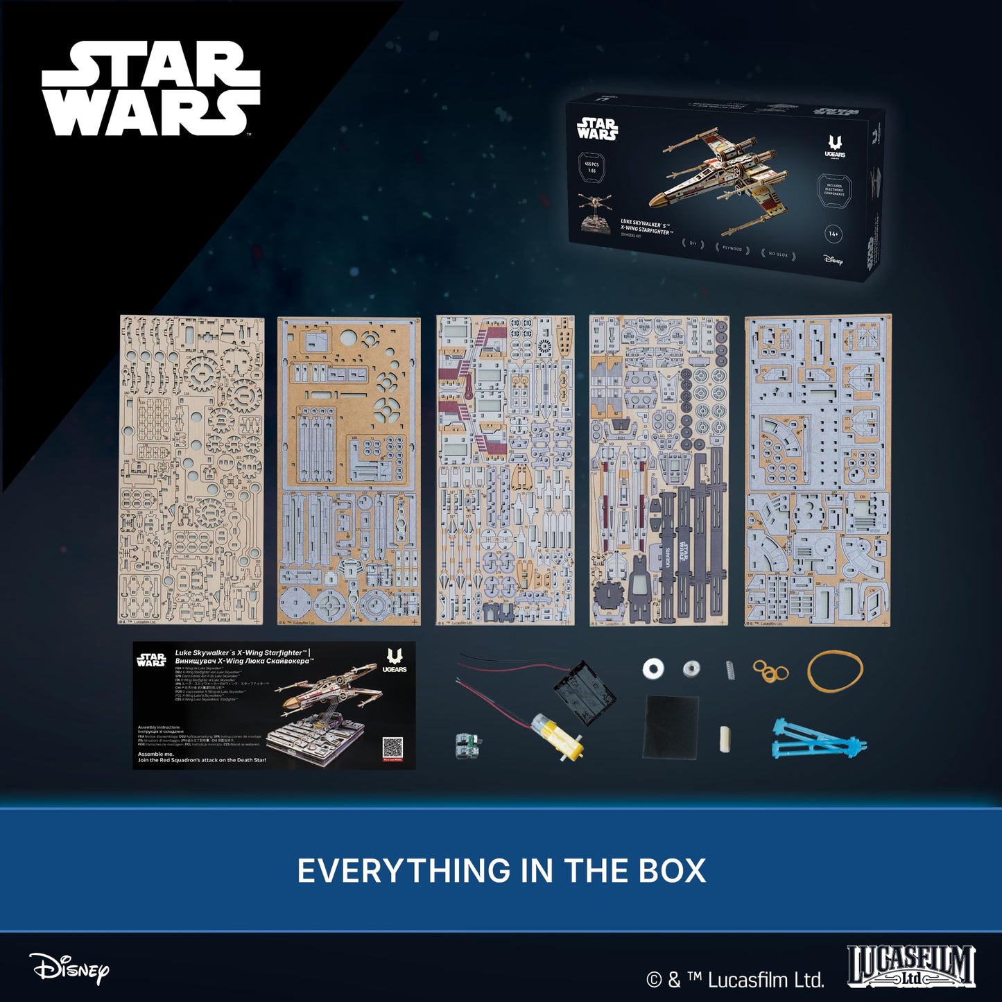 UGEARS Star Wars ™ Luke Skywalker’s X-Wing Starfighter ™ Wooden 3D Puzzles for Adults – Mechanical Wood Model Kits, Star Wars Model Kit, DIY 3D Puzzle, Hobby for Adults, Brain Teaser