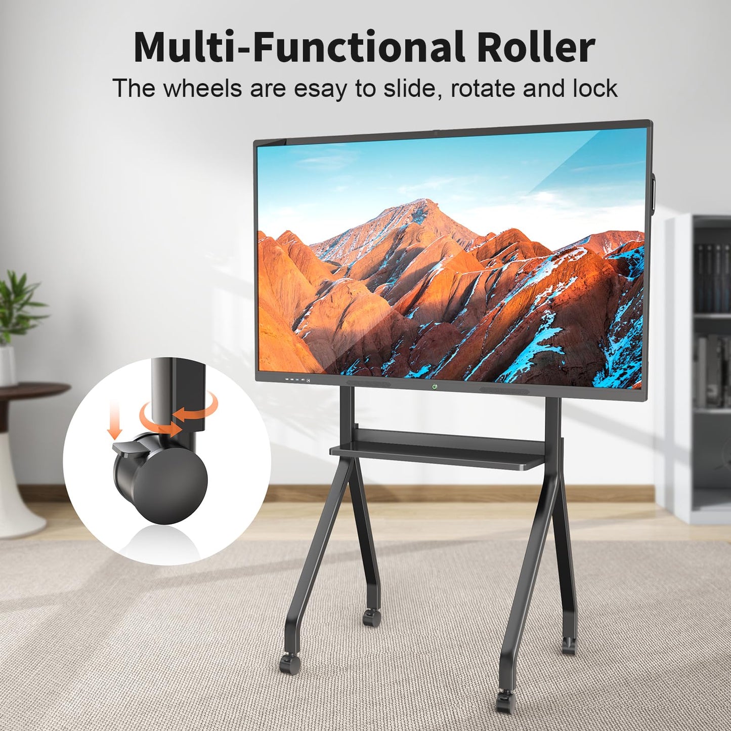 YCKJNB Smart Board Portable Stand with Four Lockable Wheels for Interactive Whiteboard 75-85 Inch, Home School Office