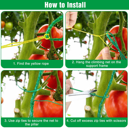 Unves Garden Trellis for Climbing Plants, 16.4 x 6.6 Ft Garden Trellis Heavy Duty Plant Net for Cucumber, Tomato, 27 Strands & 4x4 Inch Netting for Vegetables, Grapes, Bean