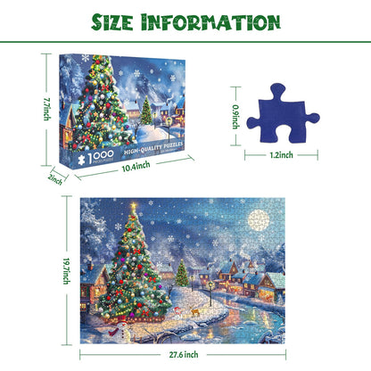 MBOQIU 1000 Piece Puzzle for Adults - Christmas Village Christmas Puzzle, Letters on Back, Snowy Christmas Vacation Jigsaw Puzzles, Challenging Puzzles for Teens Seniors - 27.6 x 19.7 inches