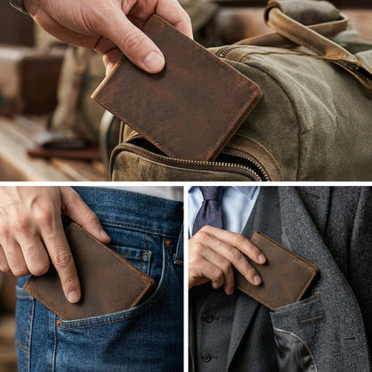 Cuir Jackets Top Grain Leather Wallet for Men | RFID Blocking Genuine Leather Wallets for Men | Secure and Durable Extra Capacity Bifold Wallet with 2 ID Windows and Upto 9 Card Slots (Brown)
