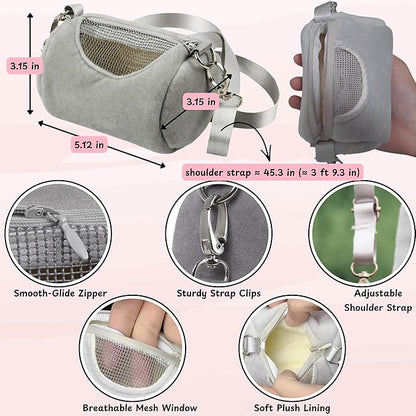 Sugar Glider Bonding Travel Pouch Set, Sugar Glider Carry Bonding Pouch With Liner And Adjustable Leash, Breathable Soft Outgoing Sleeping Travel Bag For Small Pets Squirrels Hamsters (Gray)