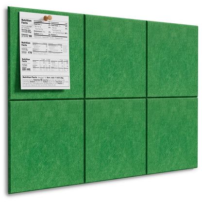 MaxGear Large Cork Board for Wall 36" x 24", Emerald Green Bulletin Board, 6 Pack Felt Wall Tiles with Pushpins, Cork Boards for Office Push Pin Board Tack Board Felt Board