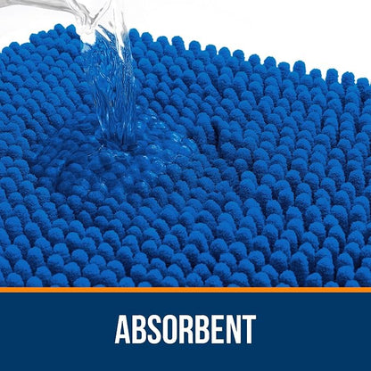 OLANLY Toilet Rugs U-Shaped 24x20, Extra Soft Absorbent Chenille Contour Bathroom Rugs for Toilet, Dry Quickly, Machine Washable, Non-Slip Bath Mat, Deep Navy Blue