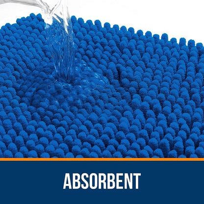OLANLY Large Bathroom Rugs 45x27, Soft Absorbent Chenille Bath Rugs, Rubber Backing Quick Dry, Machine Washable Bath Mats for Bathroom Floor, Tub and Shower, Home Decor Accessories, Deep Navy Blue