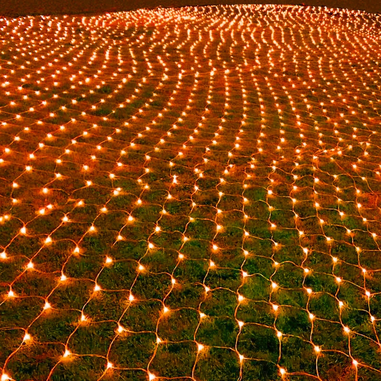 198 LED Orange Net Lights Outdoor Mesh Lights 9.8ft x 6.6ft for Garden, Lawn, Shrubs, Party, Wedding, Halloween Decorations, 8 Modes & Memory Function, Connectable, Blackish Green Wire-Orange