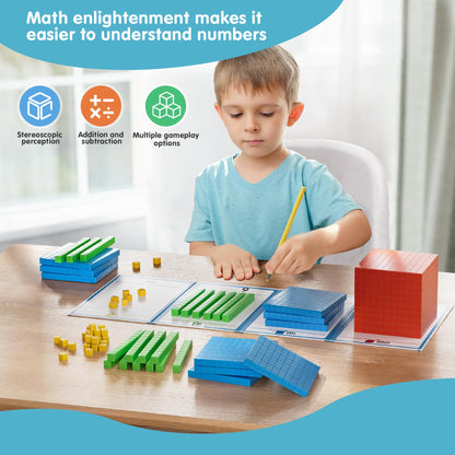 stochastic box Set of 2 Base Ten Blocks Plastic 306 pcs Place Value Blocks Math Manipulatives Kindergarten Counting Cubes for Kids Math Early Counting Math Toy for 1st Grade