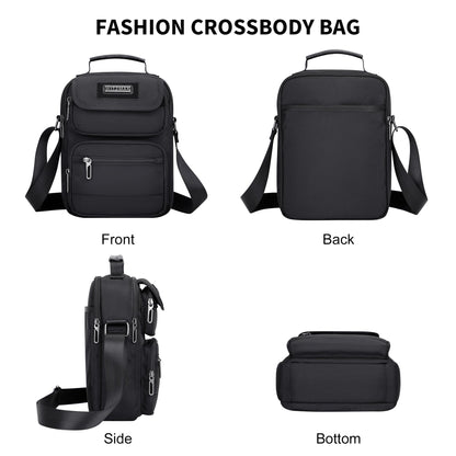 WITZMAN Crossbody Bag for Men Casual Shoulder Bag Lightweight Nylon Messenger Bag Small Man Purse for Work Travel(B710 Black)