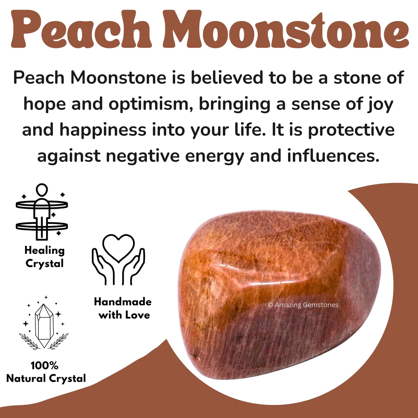 Amazing Gemstone Peach Moonstone Crystals&Healing Stones Tumbled - 1 oz Peach Moonstone Stone, Healing Stones for Energy Balance, Stress Relief - Premium Polished Gems Rocks for Meditation&Wellness
