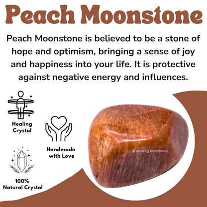 Amazing Gemstone Peach Moonstone Crystals&Healing Stones Tumbled - 1 oz Peach Moonstone Stone, Healing Stones for Energy Balance, Stress Relief - Premium Polished Gems Rocks for Meditation&Wellness
