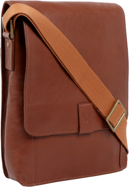 Hidesign Aiden Genuine Leather Medium Crossbody Men/Women Shoulder Messenger Bag / Travel Bag / 10.5" iPad Bag, Tan