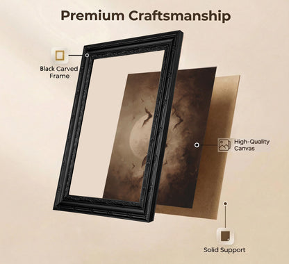 KKP Vintage Gothic Bats Full Moon Wall Art, Dark Academia Halloween Picture