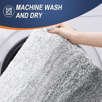 OLANLY Large Bathroom Rugs Mat 40x24, Extra Soft Absorbent Microfiber Bath Rugs, Rubber Backing, Quick Dry, Washable Bath Mats for Bathroom Floor, Tub and Shower, Home Decor Accessories, Light Grey