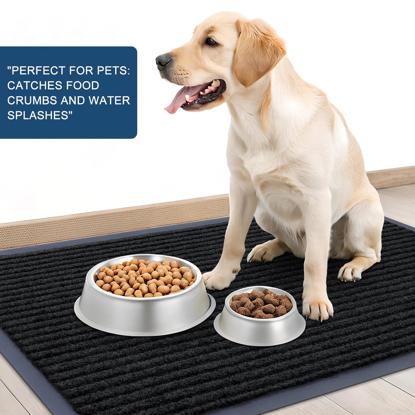 OLANLY Front Door Mat Indoor Outdoor Entrance, Waterproof Heavy Duty Doormat, Fade Resistant, Low Profile, Easy Clean Patio Porch Welcome Floor Mats for Entry, 35x23, Black