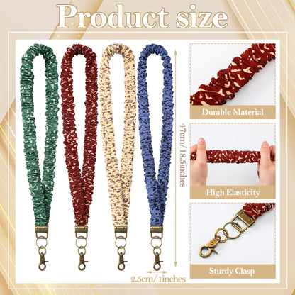 4 Pcs Teacher Lanyard Scrunchie for ID Badges and Keys Cute Wizard Style Stretchy Scrunchie Lanyards for Teachers Appreciation Gifts Nurses Employee Team Women Office School Gifts