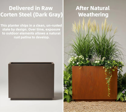 Decoroca Corten Steel Planter Box Outdoor, 14 Gauge Heavy Duty Metal Prevents Warping, for Patio Garden Divider and Privacy Screen, Arrives Un-Rusted, 24" H x 12" W x 30" L