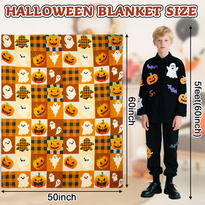 Jansun Halloween Blanket 50 x 60 in Orange Soft Couch Halloween Throw Blanket Living Room Throw for Women Men, Especially for Decor