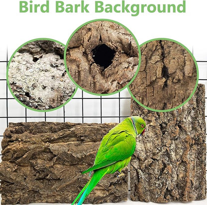 Cork Bark Perch for Birds 12"x8" Natural Cork Chewing Toy 2 PCS Flat Budgies Bark Seat Board Wood Bark Background Decor Panel Birdcage Accessories for Parakeet Lovebirds Cockatiels Conures