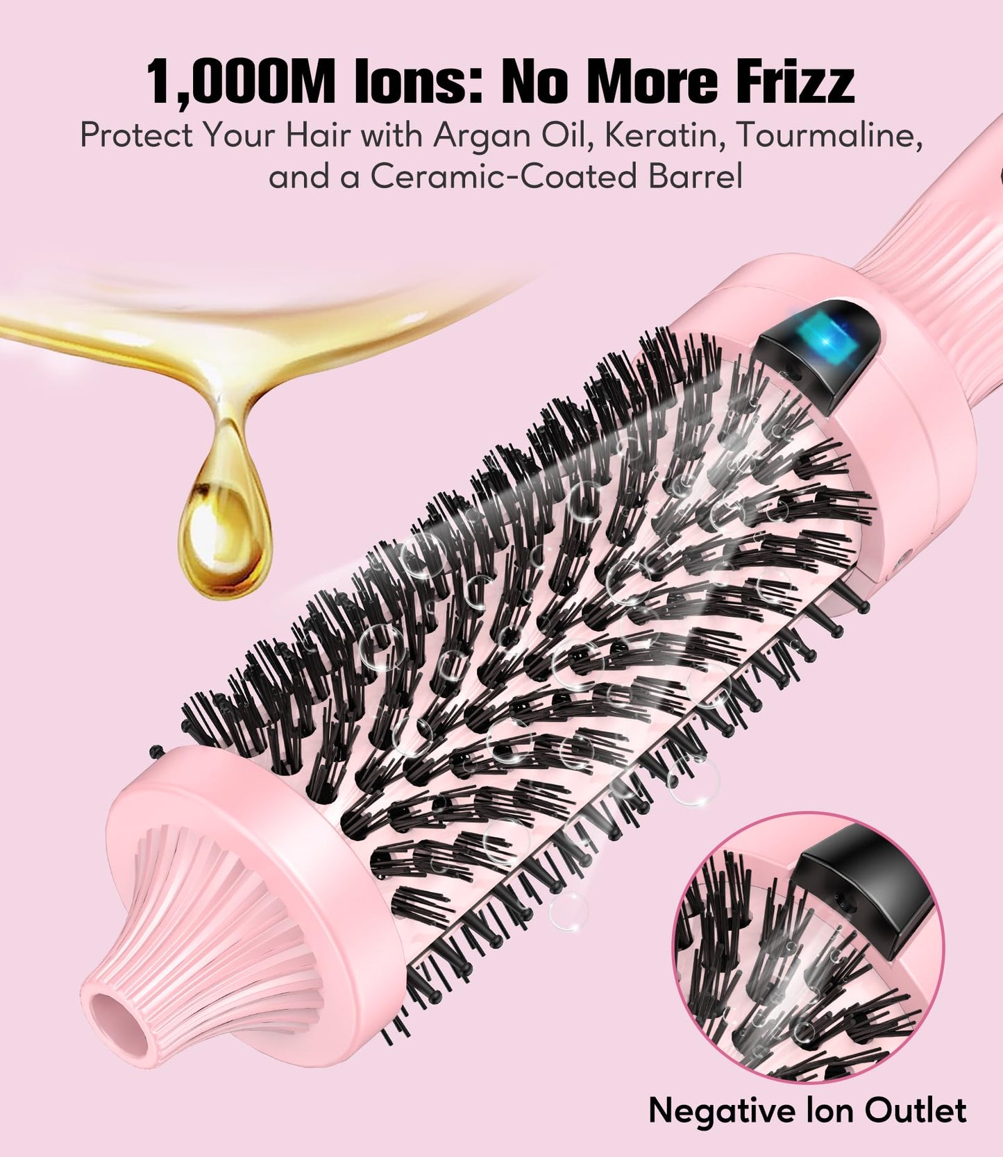 Terviiix Thermal Brush Get Voluminous Style, Quick Heating Hot Brush, Ceramic Tourmaline Ionic Heated Curling Iron, Digital Display 9 Temperatures Curling Wand, Dual Voltage, 1.5 Inch