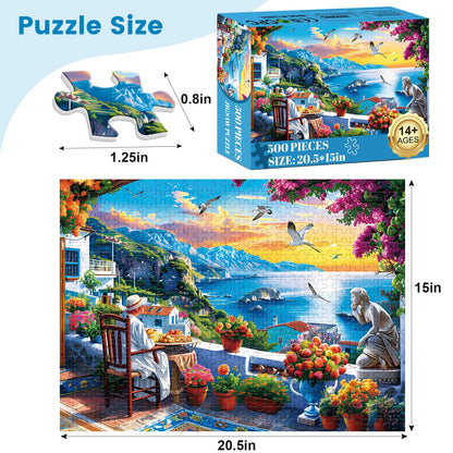 500 Piece Puzzles for Adults, seafront Jigsaw Puzzle, Nature Landscape Jigsaw Puzzle, Creative Games and Holiday Party Gifts, Fun and Challenging Family Games 20.5×15 in