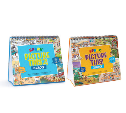 SPARK INNOVATIONS Picture Cards and Emotion Book, SEL Story Cards, Homeschool, Autism Activity, Educational Busy Book, Speech Therapy Materials (Picture This 1 & 2)