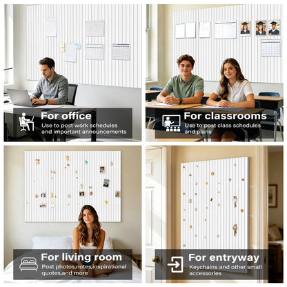 Large Felt Bulletin Board，47.2" x 35.4" 12 Pack Cork Board Alternative for Walls,Felt Wall Tiles for Office & Home Decor,Pin Board with 30 Pcs Pushpins and 72 Adhesive Tabs-Milky White