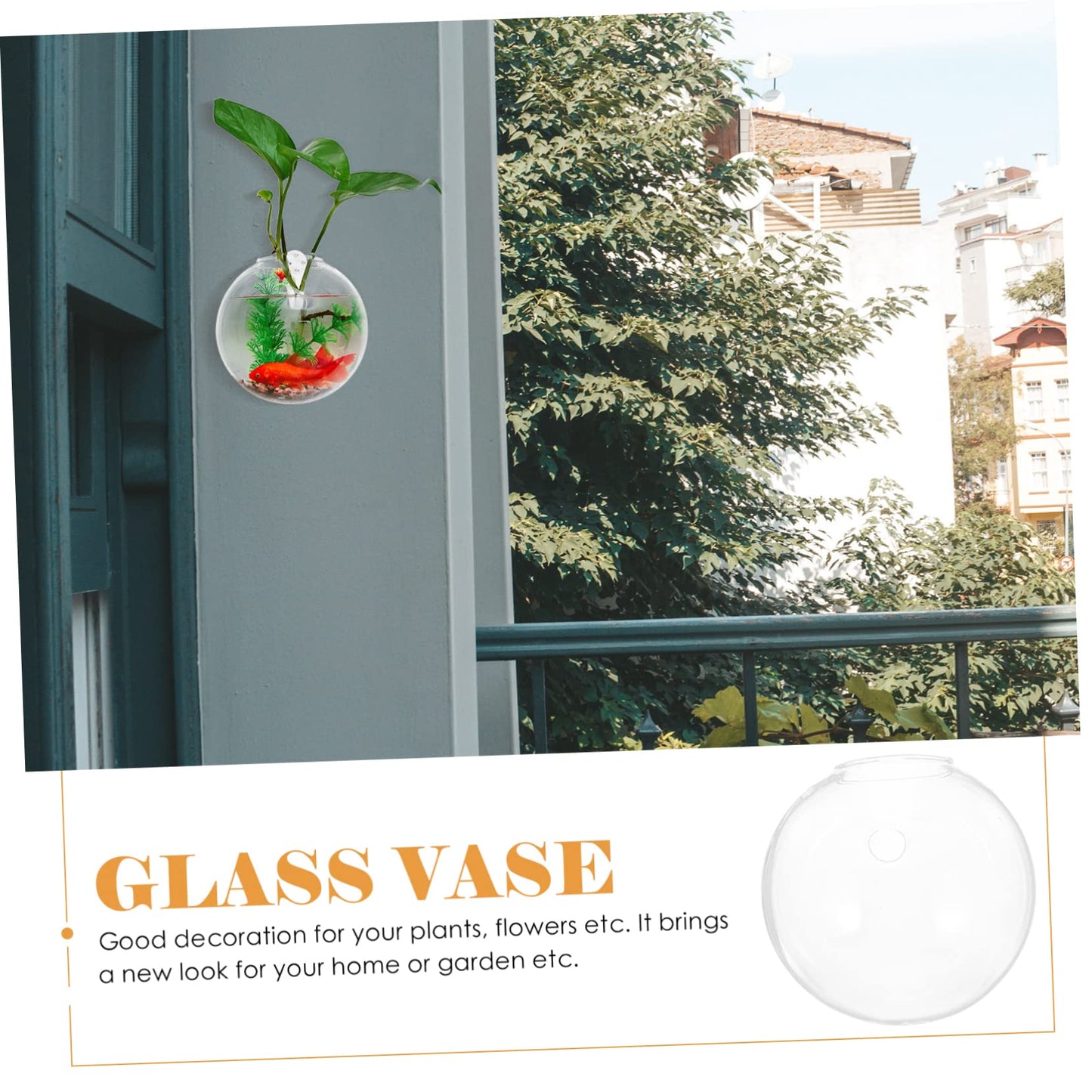 Abaodam Glass Wall Hanging Vase Artificial Plants Succulents Terrarium Home Decor Indoor Plant Holder